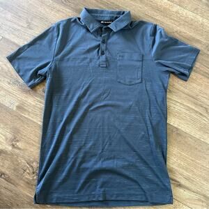 Travis Mathew Men's Golf Polo Shirt, Pima Cotton, Blue, Size Medium